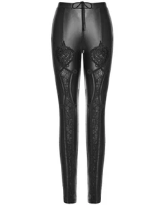 Pantalones Leggings Góticos Punk Rave para Mujer Negro Cuero Sintético Steampunk Encaje De Colección - Imagen 1 de 24