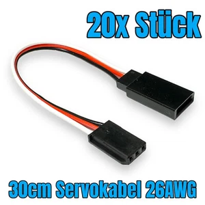 ✅ 20x Servokabel 30cm Stecker Buchse Verlängerung Futaba Robbe 26AWG Kabel RC ✅ - Bild 1 von 14