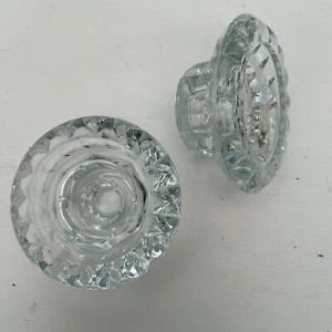 Pair Glass Candle Holders Made In France 9x4cm - Picture 1 of 10