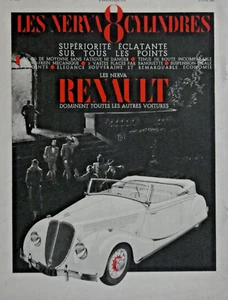 PUBLICITÉ DE PRESSE 1936 AUTOMOBILE RENAULT LES NERVA 8 CYLINDRES - Picture 1 of 1