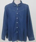 Women's M&S Collection Shirt Size 24 Blue Denim Button Contrast Stitching Used