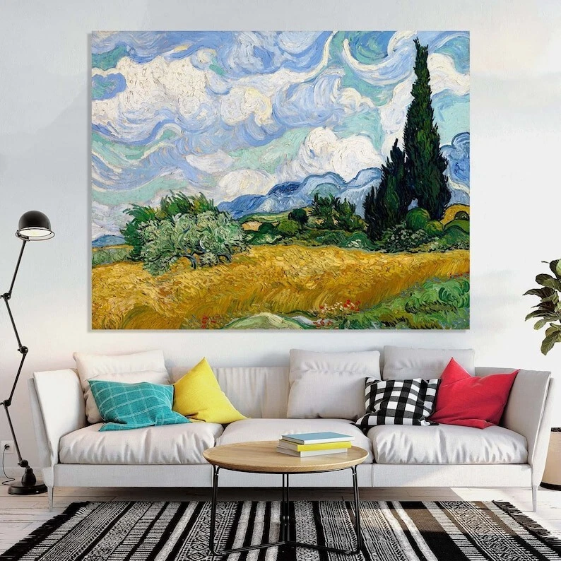 Van Gogh Wheat Field Canvas Wall Art – Ready to Hang Framed Print Decor - Image 1 of 4