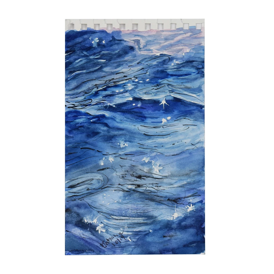 original watercolor painting 8.5 x 5.3 TINY art, waves at sea - Image 1 of 1