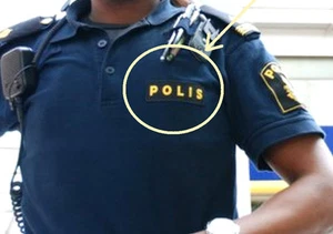FANCY DRESS COSTUME as seen on GIRL PLAYED w/FIRE SWEDISH POLICE CHEST INSIGNIS - Picture 1 of 12