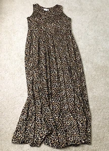 Monroe & Main Womens Maxi Dress Sz S Brown Leopard Print Sleeveless EUC - Picture 1 of 10
