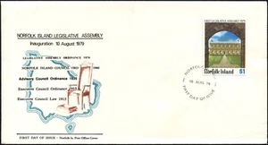 Primer conjunto legislativo de la isla de Norfolk 1979 estampilla cubierta del primer día, en muy buen estado - Imagen 1 de 1