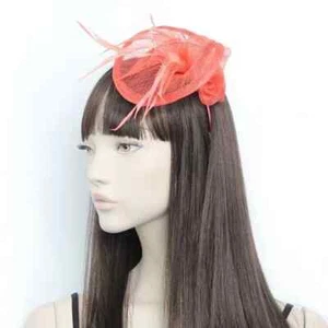 Coral Hatinator Fascinator Wedding Ascot Races Christening Headband FB - Picture 1 of 5