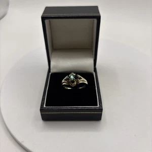 (1930) Anillo de vestir de plata de ley 925 con esmeralda y zafiro - Imagen 1 de 9