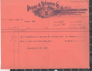 E889 Deere & Webber Co 1908 Billhead Landmaschinen Lewis Wedum Glasgow Montana - Bild 1 von 2