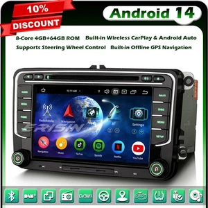 8-Kern Android 14 Autoradio for VW Passat Polo 6R Golf 5/6 Tiguan T5 Seat Caddy - Imagen 1 de 24