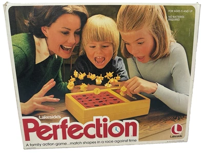 Juego Lakeside's Perfection Match Shapes Race Against Time 8370 1975 Completo Foto 1 de 3
