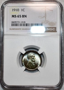 NGC MS-65 BN 1910-P Lincoln Cent, Gorgeously Toned, Radiant Gem! - Picture 1 of 2