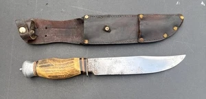 Vintage Solingen Germany 6.5” Fix Blade Hunting Knife Stag 23X Rare With Sheath - Picture 1 of 9