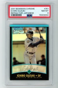 Bowman Chrome Rookie Refractors Ichiro Suzuki #351 2001 texto japonés RC PSA 8 - Imagen 1 de 2