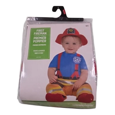 Primer Disfraz de Bombero para Bebé Mono y Sombrero 6-12 Meses Foto 1 de 4
