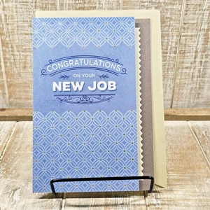 Tarjeta de felicitación Hallmark New Job 5x7 felicitaciones éxito azul dorado - Imagen 1 de 8