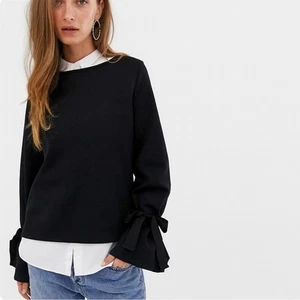 J. Crew Pullover Sweatshirt Übergröße XXL schwarz Bindebündchen Glockenärmel - Bild 1 von 7