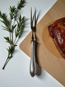 Vintage Sterling Silber Griff Fleisch Tranchieren Servier Gabel zwei Zinken 8-1/2" - Bild 1 von 6