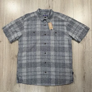 Patagonia Back Step Short Sleeve Shirt Size L Men’s Grey Organic Cotton Hemp New - Picture 1 of 12