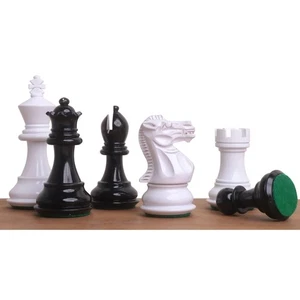 3" Pro Staunton schwarz-weiß lackiertes Holzschachspiel – nur Schachfiguren - Bild 1 von 13