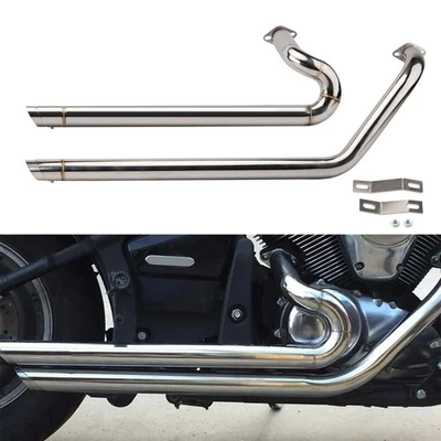 Chrome Shortshots Staggered Exhaust Pipes System For Kawasaki Vulcan 900 VN900  - Image 1 of 4