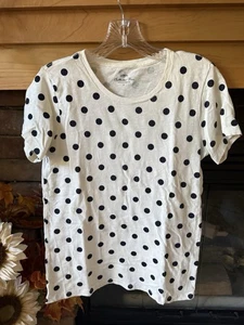 J Crew Collector Tee Black Polka Dot Short Sleeve Ivory T-Shirt Size Small - Bild 1 von 3