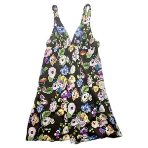 Oscar de la Renta Slip Dress Sheer Lingerie Black Floral Pink Label XS Babydoll - Picture 1 of 6