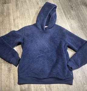 ATHLETA Girls Youth Sherpa Hoodie Sweatshirt Blue Pockets Size XXL/16 - Picture 1 of 9