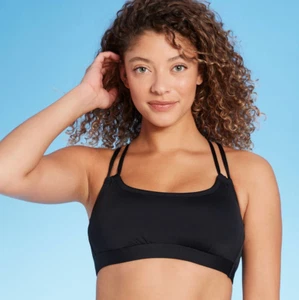 Women's Double Strap Bralette Bikini Top -Kona Sol -Black -Various Sizes -S107 - Picture 1 of 5