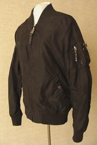 ALPHA INDUSTRIES BLACK NYLON SHELL / LINED MA-1 BOMBER FLIGHT JACKET WOMEN'S L - Picture 1 of 24