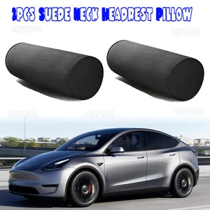 2Pcs Suede Neck Headrest Pillow Cervical Spine Protect Cushion For Tesla Model Y - Picture 1 of 11