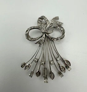 Spilla con diamanti naturali 0,84 ctw | platino | 9,8 grammi | stile antico - Foto 1 di 5
