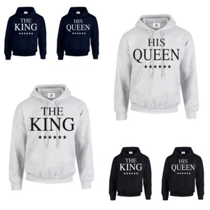 DER KÖNIG SEINE KÖNIGIN KAPUZENPULLOVER Weihnachtsmine Valentinstag Paare passendes Geschenk (KAPUZE) - Bild 1 von 7