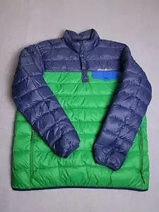 Eddie Bauer EB650 Down Jacket Mens LT Tall Blue Green Snap Packable Zip Pockets - Picture 1 of 13