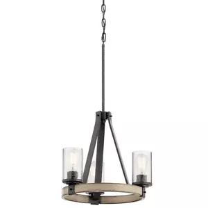 Kichler Barrington 3 -Light Distressed Gray Rustic For Use in Bedrooms, Dining - Picture 1 of 11