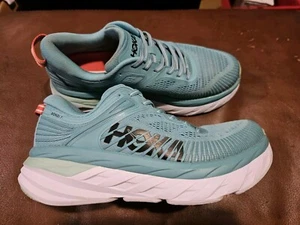 HOKA ONE ONE Bondi 7 Women’s SIZE 7.5 Running Shoe 1110519 AeBL Eggshell / aqua - Picture 1 of 10