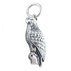 Bald Eagle Bird of Prey 3D 925 Solid Sterling Silver Charm Pendant Heavy 5 grams - Picture 1 of 6