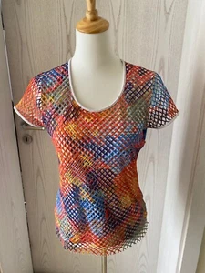buntes Shirt, Gr. 36, Taifun, Netzstruktur, mehrfarbig, Kurzarm - Bild 1 von 2