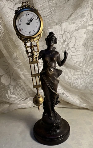 Antique Junghen Swinging Clock  Germany Godess Diana Cover