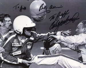 CALE YARBOROUGH+BOBBY ALLISON SIGNED 8x10 PHOTO+COA NASCAR BRAWL TO JEFF - Picture 1 of 1