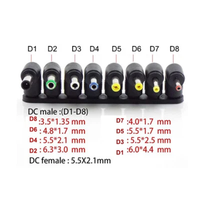 1set Universal Laptop DC Power Supply Adapter Connector AC DC Jack Charger plug - Image 1 of 4