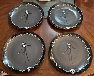 Nightmare Before Christmas Jack Skellington Halloween Dinner Plates Set of 4 EUC - Picture 1 of 6
