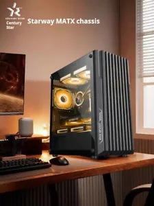 CS Black USB3.0 Tempered Glass M-ATX Tower Gaming Computer Case w/ RGB FAN - Picture 1 of 11