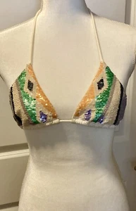 Seltenes Victoria Secret Triangel-Bikini-Top mit Pailletten Mitte 2000 Gr. S - Bild 1 von 2