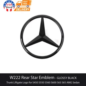 Gloss Black Rear Star Badge for Mercedes S Class S350 S500 S63 S65 W222 2014-20 - Picture 1 of 5