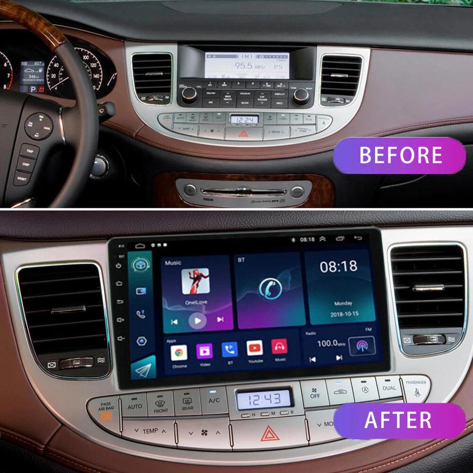 CarPlay Car Radio Android 15 GPS FM Stereo For Hyundai Genesis Sedan 2009-2014 - Image 1 of 4