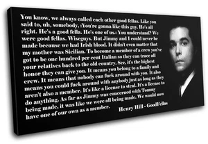 Good Fellas Movie Quote Typography SINGLE CANVAS WALL ART Picture Print VA - Picture 1 of 1