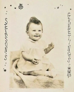 Vintage B&W Photo Season Greetings Cute Little Girl Named Marguerite 4" x 5 1/2" - Picture 1 of 3