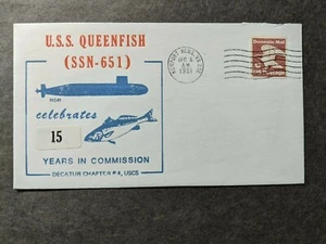 Submarine USS QUEENFISH SSN-651 Naval Cover 1981 ANNIVERSARY Cachet - Picture 1 of 2