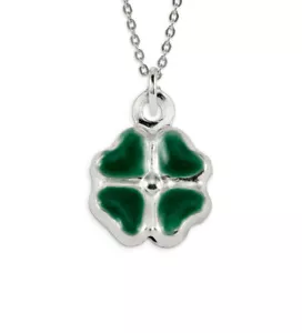 Colgante de flores de trébol de la suerte verde plata esterlina .925 -S-461GRN - Imagen 1 de 1